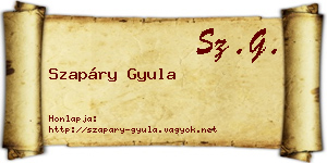 Szapáry Gyula névjegykártya